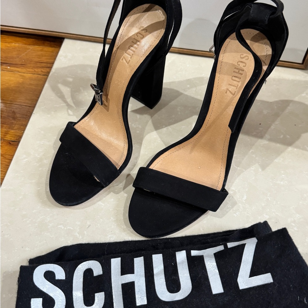 SCHUTZ Black Block Heel Sandals size 8.5